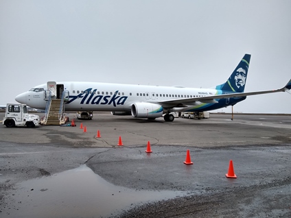 Alaska Airlines sent a larger B737-800 to Barrow/Utqiaġvik airport, Alaska as the previous day flight served with B737-700 was cancelled due to bad weather at Barrow.